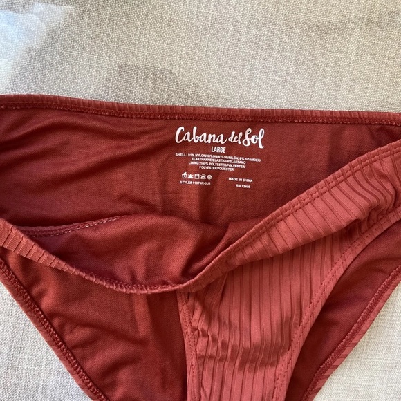 CABANA DEL SOL Wide Rib Off The Shoulder Swimsuit Top & Bottom Set Size Large - Picture 11 of 12